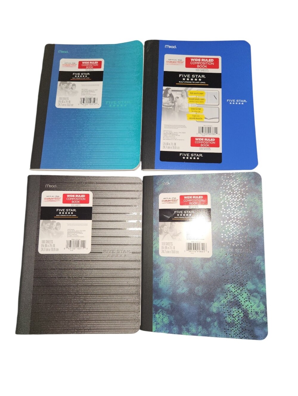 Five Star 100 Page Wide Ruled Composition Notebooks